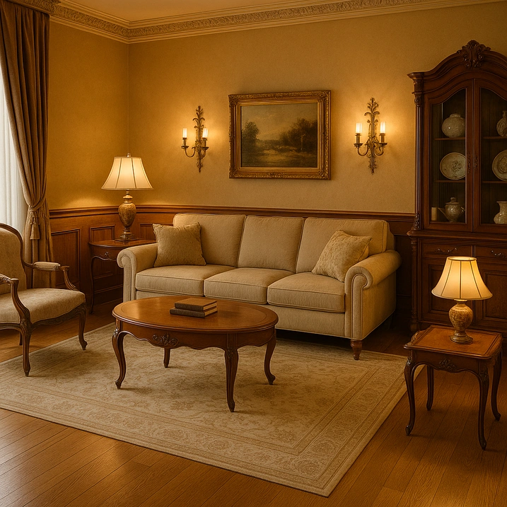 Naturalne żółto oświetlony salon