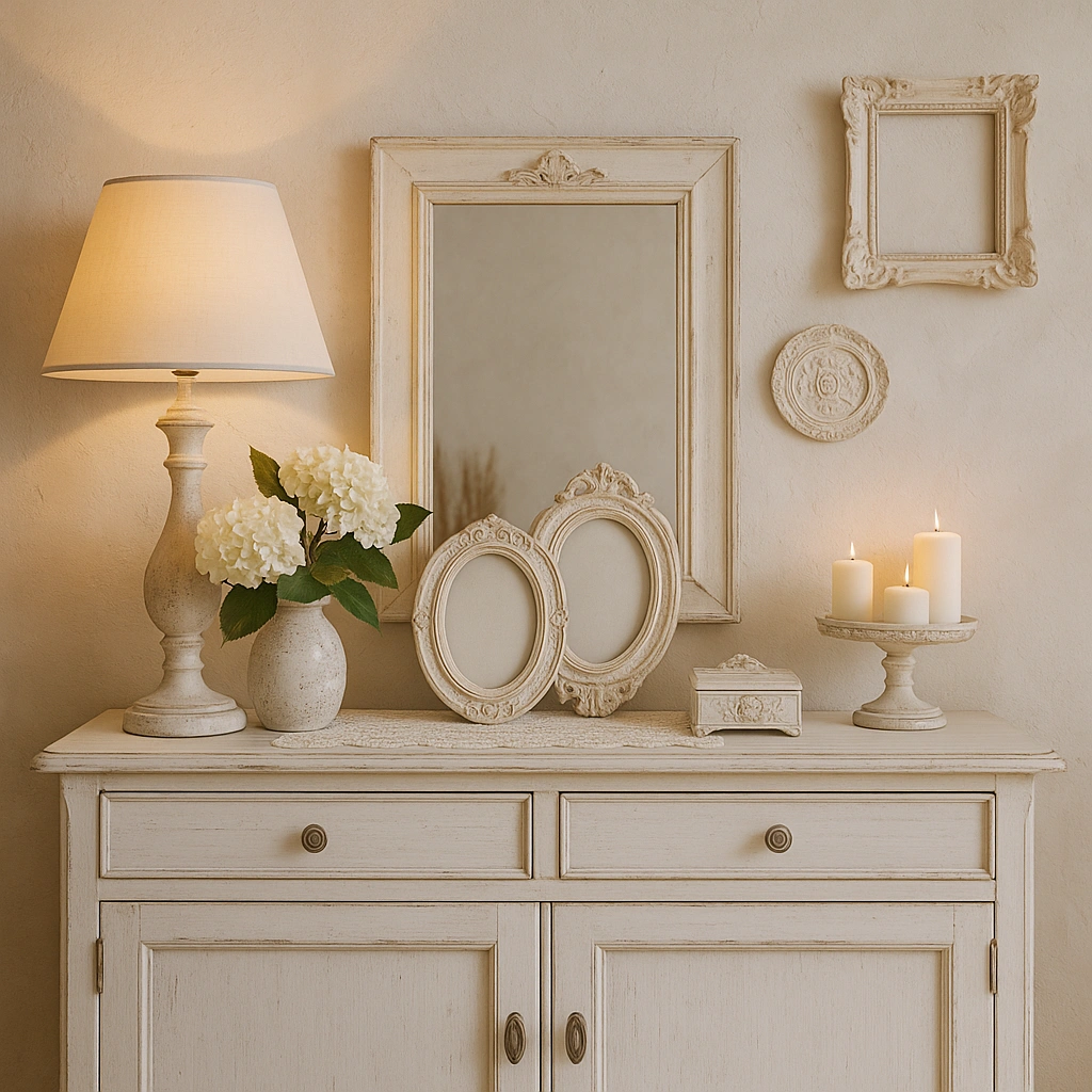 Komoda udekorowana w stylu shabby chic
